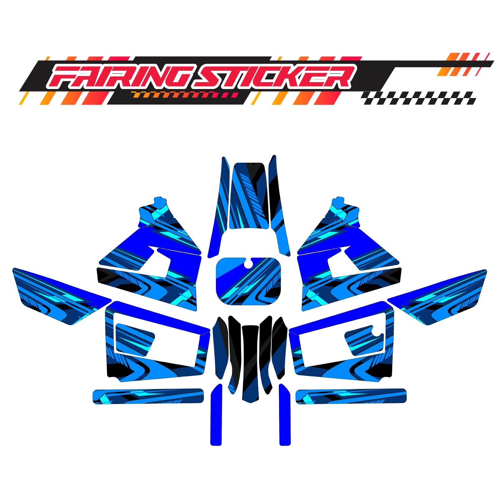 Graphic Kit Decals Fairing Sticker Custom Number For Razor MX350 MX400 (2021 or beyond) - LH034 Blue Black Dynamic Lines