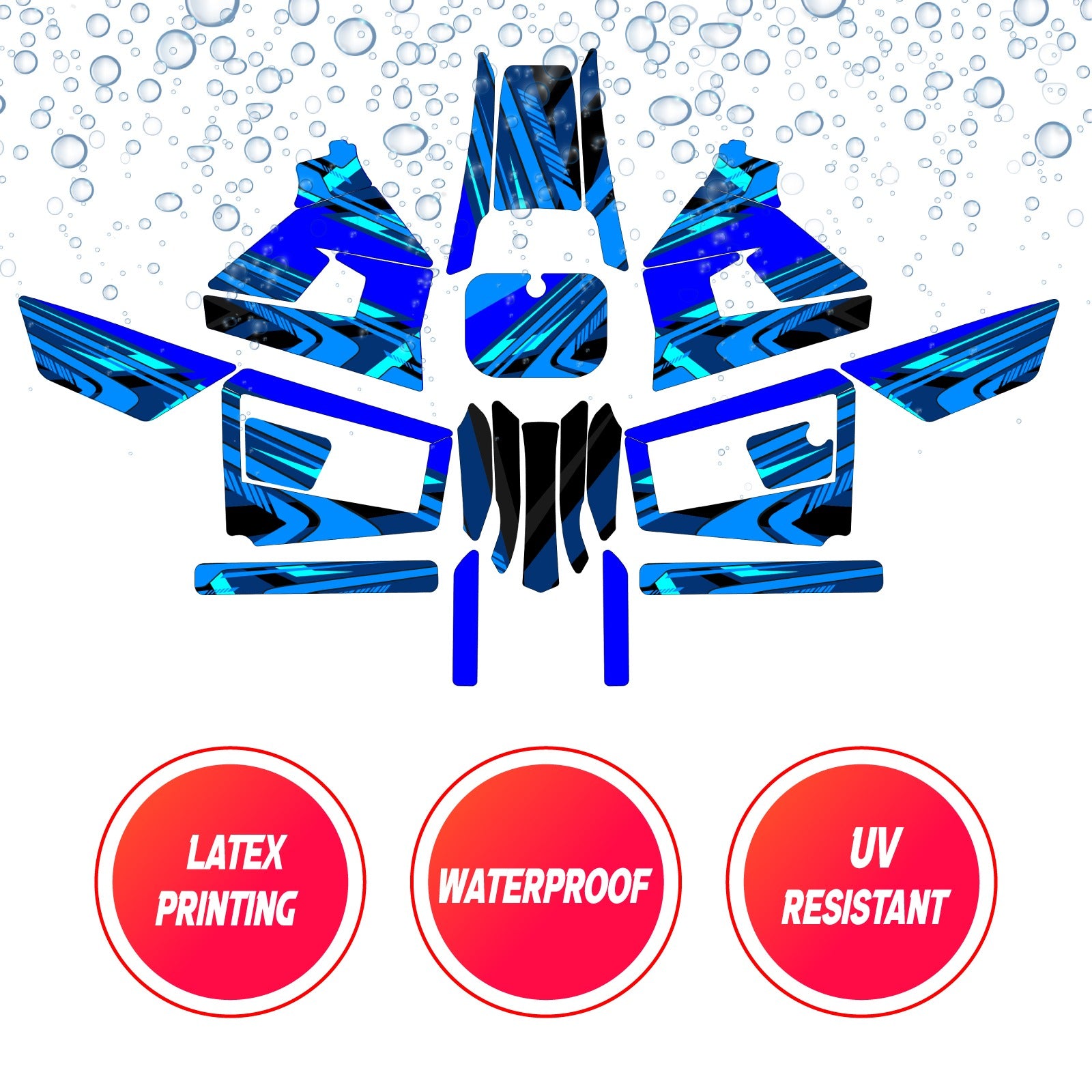 Graphic Kit Decals Fairing Sticker Custom Number For Razor MX350 MX400 (2021 or beyond) - LH034 Blue Black Dynamic Lines