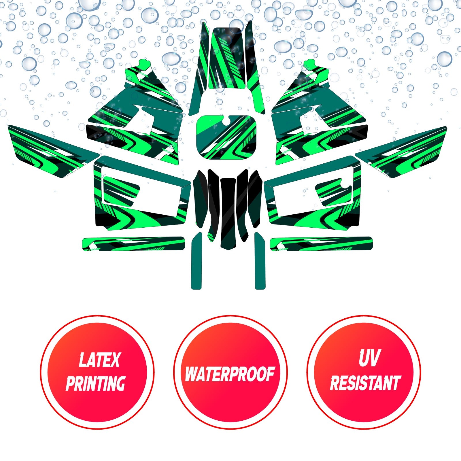 Graphic Kit Decals Fairing Sticker Custom Number For Razor MX350 MX400 (2021 or beyond) - LH035 Green Black Dynamic Lines