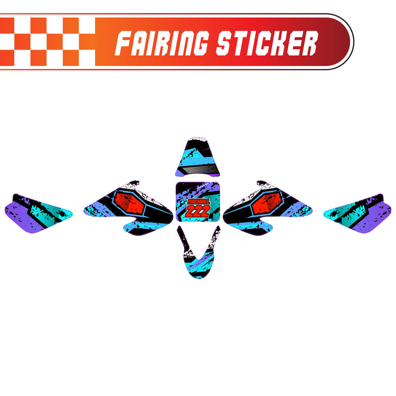 Graphic Kit Decals Fairing Sticker Custom Number For Razor MX500 MX650 - C009 Blue Pixel Burst