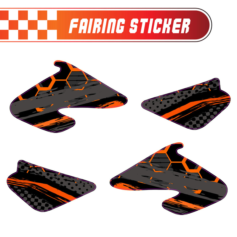 Graphic Kit Decals Fairing Sticker Custom Number For Razor MX500 MX650 - L003 Orange Hexagon