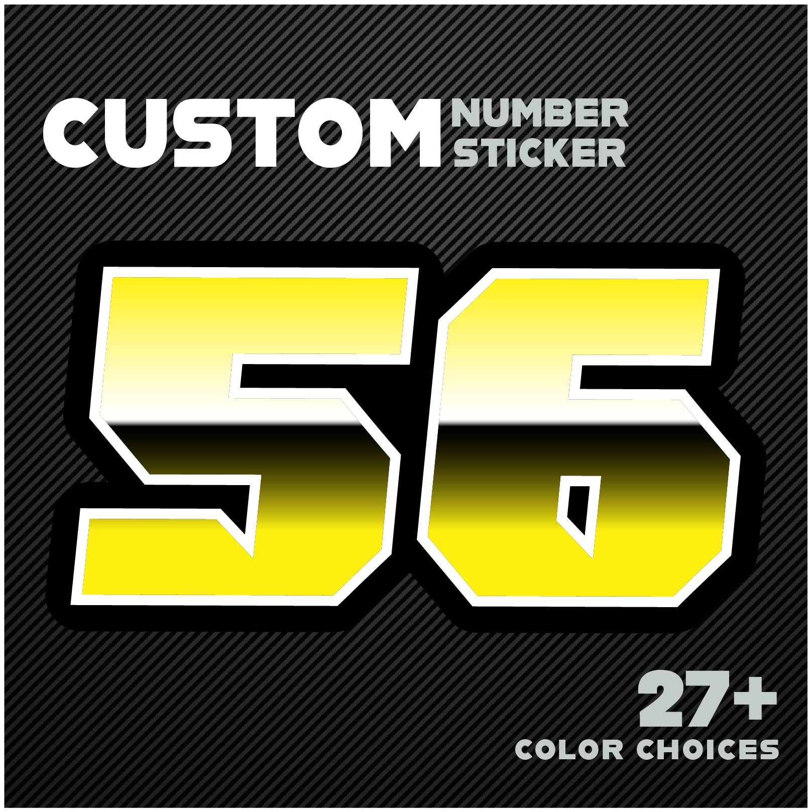 Custom Racing Number Stickers (G001 Gradient Style) – 3-Pack Personalized Dirt Bike & Motorcycle Decals - MC Motoparts
