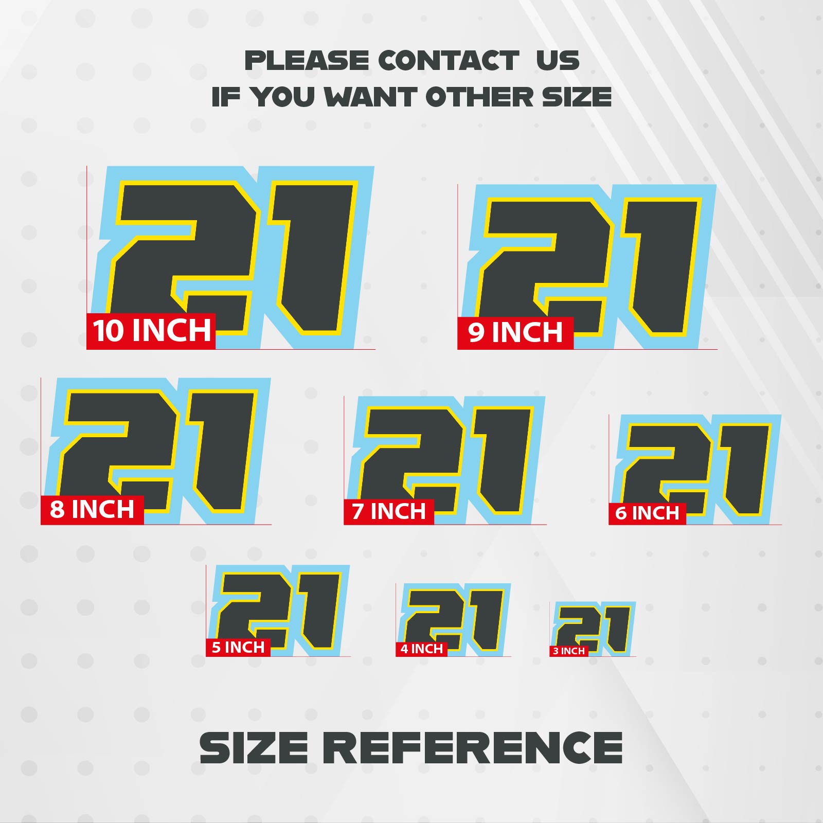 Custom Racing Number Stickers (G002 Style) – 3-Pack Personalized Dirt Bike & Motorcycle Decals - MC Motoparts