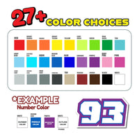 Custom Racing Number Stickers (G003 White Outline Style) – 3-Pack Personalized Dirt Bike & Motorcycle Decals - MC Motoparts