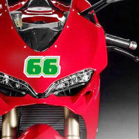 Custom Racing Number Stickers (G003 White Outline Style) – 3-Pack Personalized Dirt Bike & Motorcycle Decals - MC Motoparts