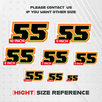 Custom Racing Number Stickers (G003 White Outline Style) – 3-Pack Personalized Dirt Bike & Motorcycle Decals - MC Motoparts