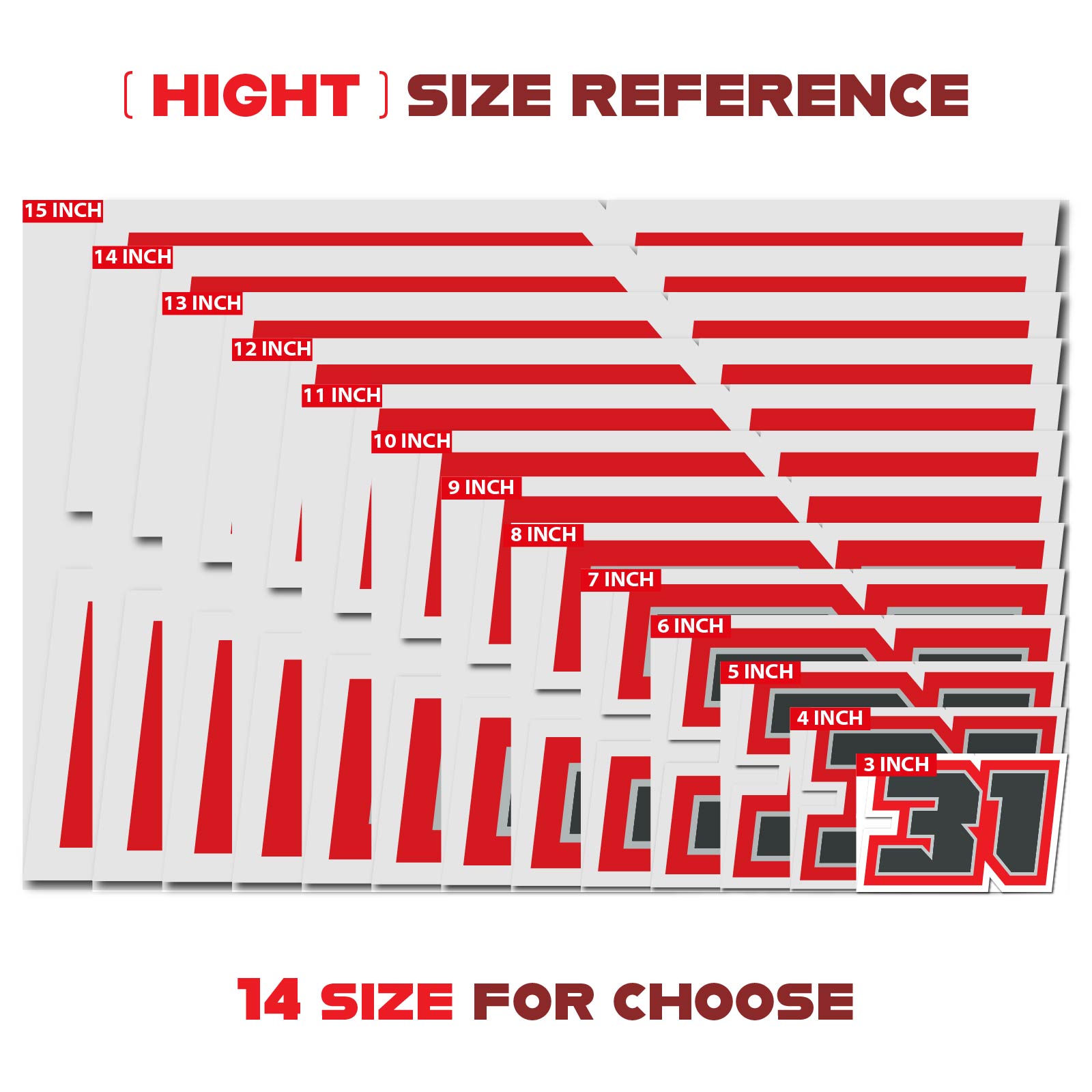 Custom Racing Number Stickers (G003 White Outline Style) – 3-Pack Personalized Dirt Bike & Motorcycle Decals - MC Motoparts