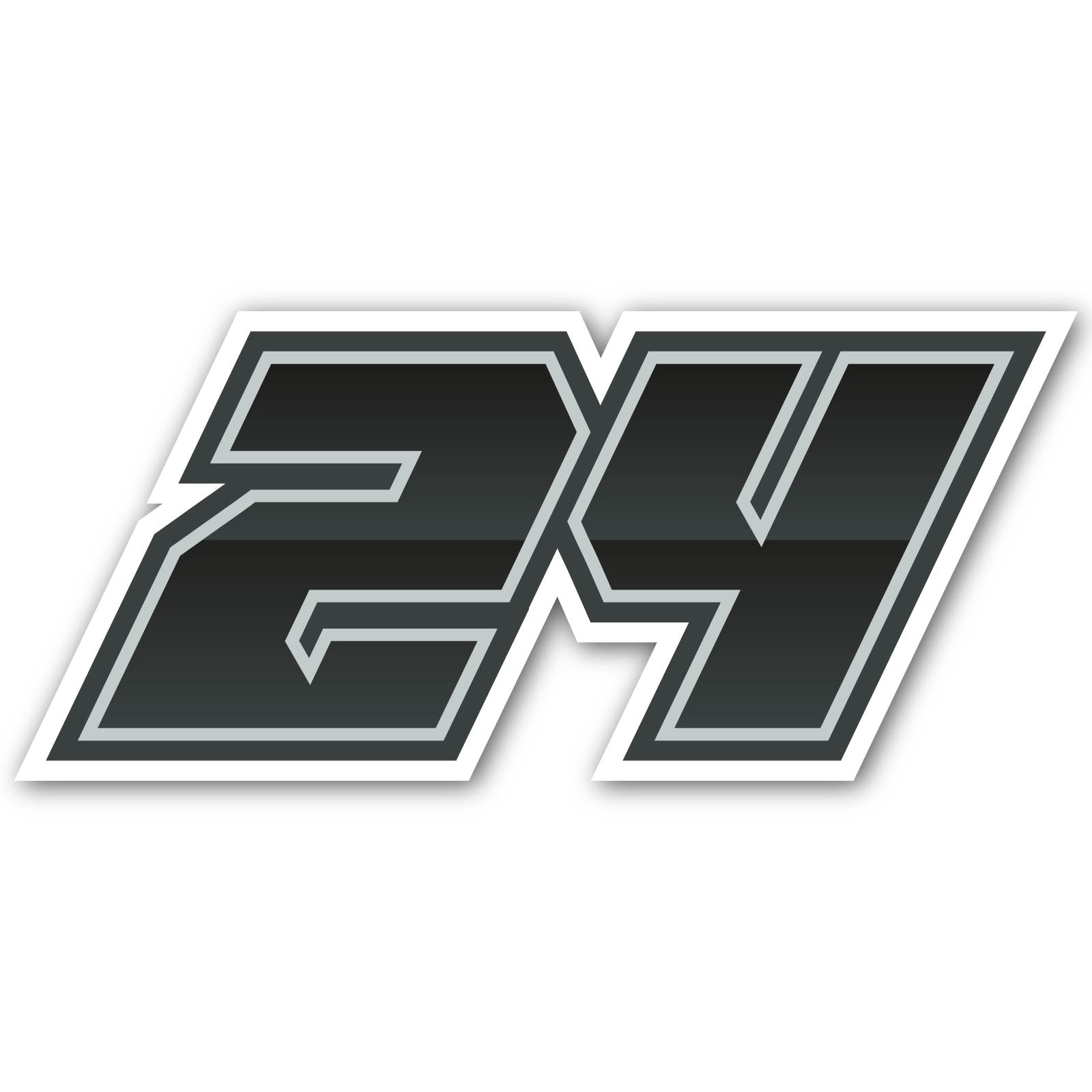 Three custom racing number stickers with gradient outline style for dirt bikes and motorcycles, designed by MC Motoparts.