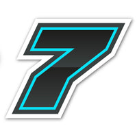 Three custom racing number stickers with gradient outline style for dirt bikes and motorcycles, featuring bold numeric designs.