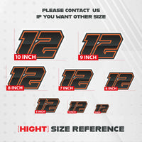 Three custom racing number stickers with gradient outline style for dirt bikes and motorcycles by MC Motoparts, size NUM41-G004.