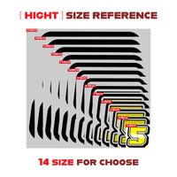 Three custom racing number stickers in G009 gradient style for dirt bikes and motorcycles, featuring bold, colorful decals.