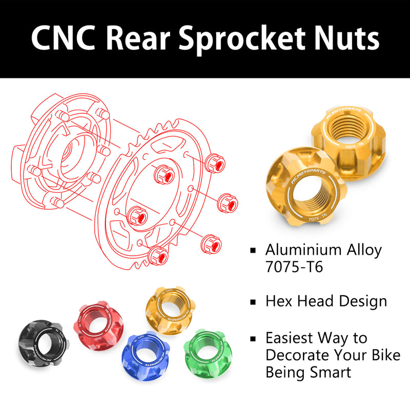 Fits Ducati Multistrada V4 1200 950 Billet M10 Rear Sprocket Nuts