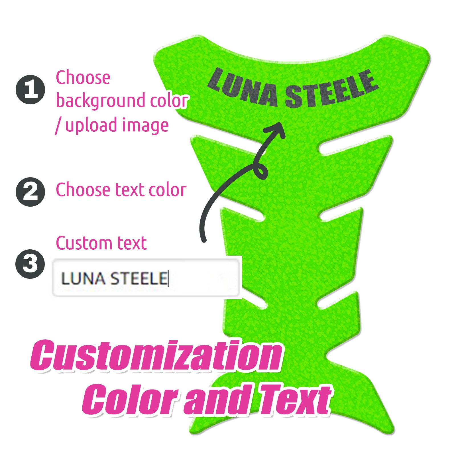 Custom Motorcycle Gas Tank Pad Protector Anti-Slip Fish Bone Shield - Upload Your Photo Image to create your unique TANK PAD