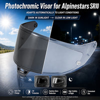 For Alpinestars SR10 Supertech Replacement Visor - Photochromic Visor – Clear to Dark Transition