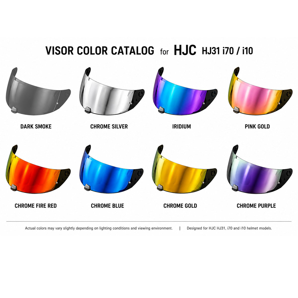 For HJC i70 i10 Replacement Visor (HJ31) – Tinted & Spectra Mirror Finishes - Daytime Use Series