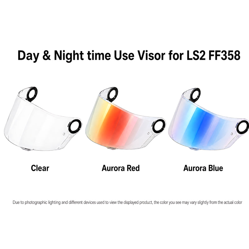 Light tint and clear helmet visor for LS2 FF396, FF358, and FF300 helmets by MC Motoparts, suitable for day and night use.