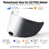 For LS2 Vector 2 Citation 2 Replacement Visor (FF811) - Photochromic Visor – Clear to Dark Transition