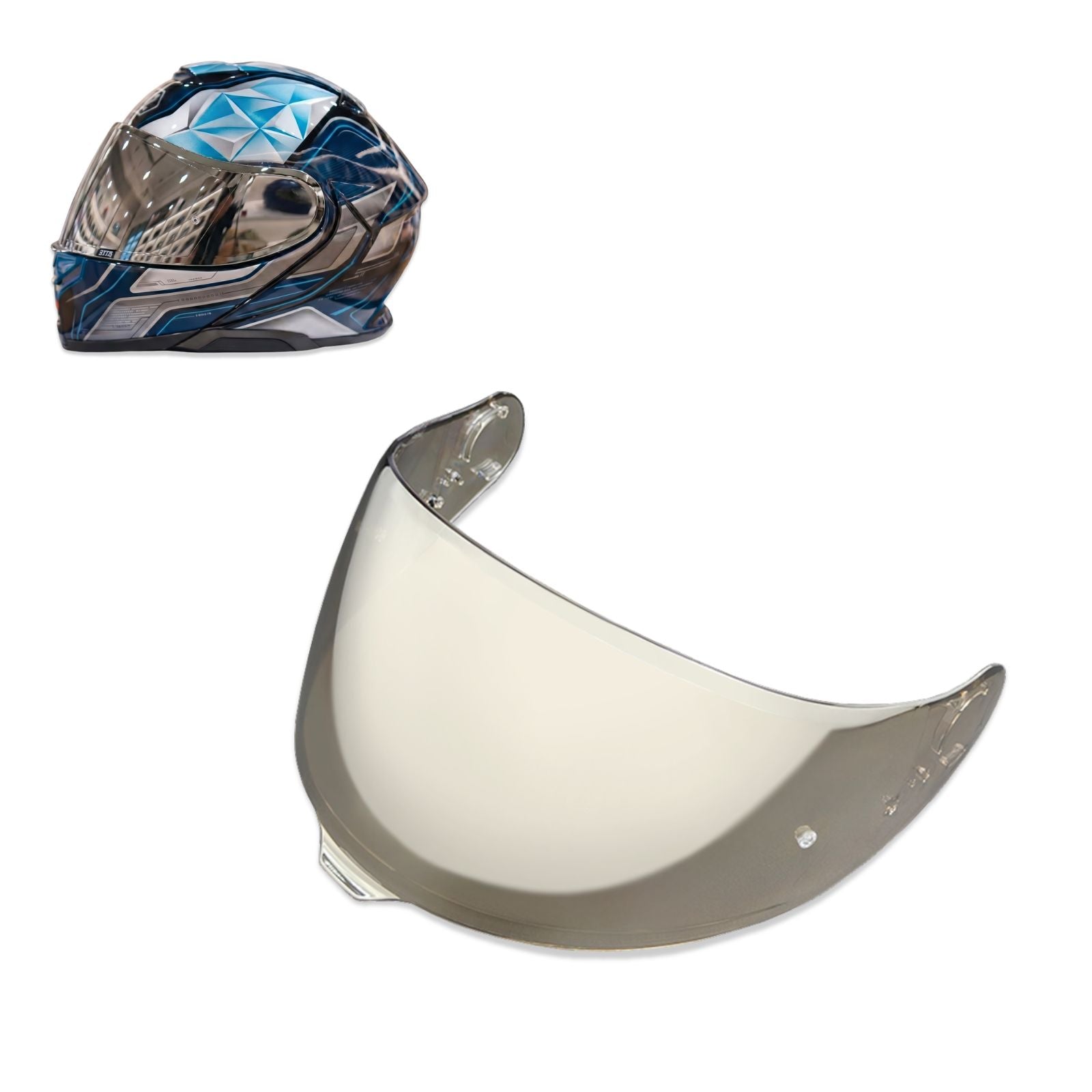 Shoei GT-Air 3 helmet visor by MC Motoparts, light tint and clear options, suitable for day and night riding, CNS-1C replacement visor