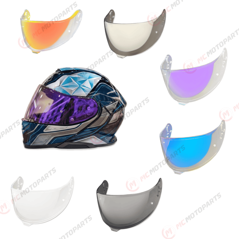 Shoei GT-Air 3 helmet visor by MC Motoparts, light tint and clear options, for day and night riding, helmet face shield.