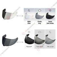 Photochromic helmet visor for Shoei GT-Air 3 by MC Motoparts, tinted finish, replacement visor with CNS-1C design.