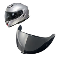 Shoei Neotec 3 helmet visor by MC Motoparts, light tint and clear options, for day and night riding, with CNS-3C replacement design.