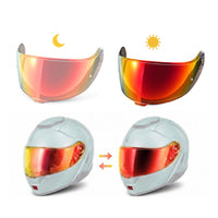 Photochromic helmet visor for Shoei Neotec 3, tinted finish, made by MC Motoparts, designed as a replacement helmet visor.
