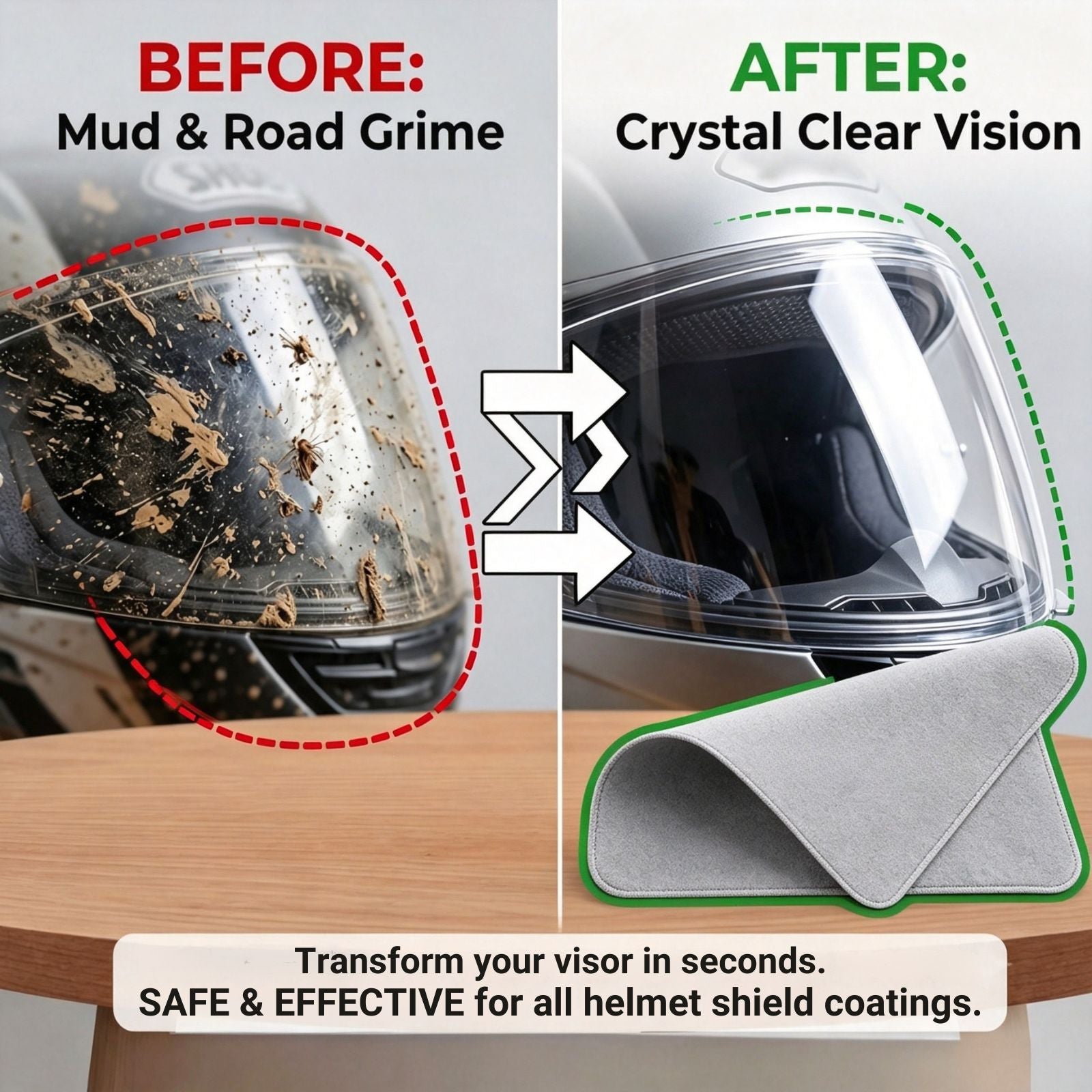[Helmet Visor Cleaning Cloth] Premium Microfiber Polishing Cloth, Lint-Free (1 Pc)