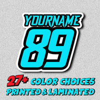 Personalize Custom MX Dirt Bike Motorcycle Racing Number Name Stickers - N32