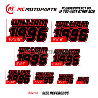Personalize Custom MX Dirt Bike Motorcycle Racing Number Name Stickers - N31