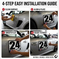 Classic Black & White Custom Racing Number Magnets - Track Day Door Plates with Name & Flag (Set of 2) (RCNUM001)