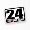 Personalize Custom Race Car Sticker Decals - Racing Number, Name & Flag