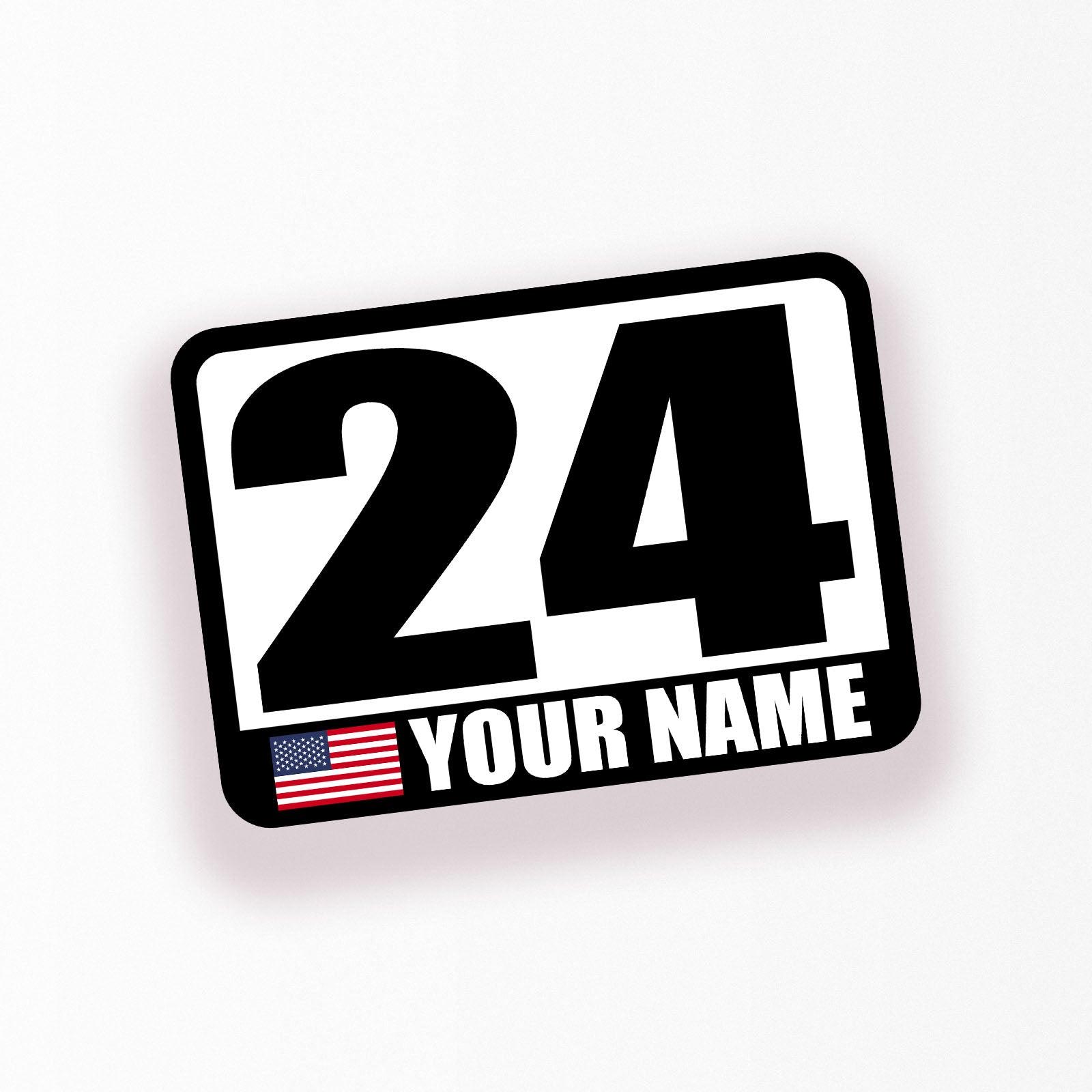 Personalize Custom Race Car Sticker Decals - Racing Number, Name & Flag