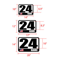 Personalize Custom Race Car Sticker Decals - Racing Number, Name & Flag