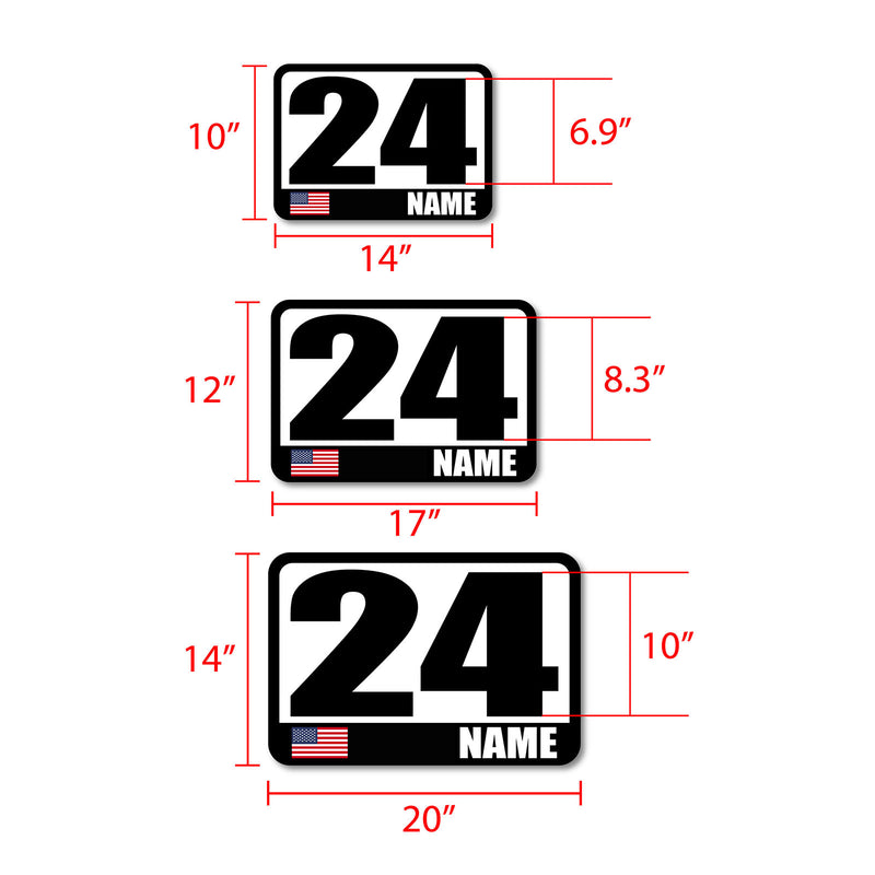 Personalize Custom Race Car Sticker Decals - Racing Number, Name & Flag