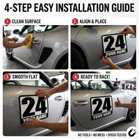Custom Racing Number Magnets (Set of 2) – Reusable Track Day Magnetic Door Plates with Driver Name (RCNUM002)