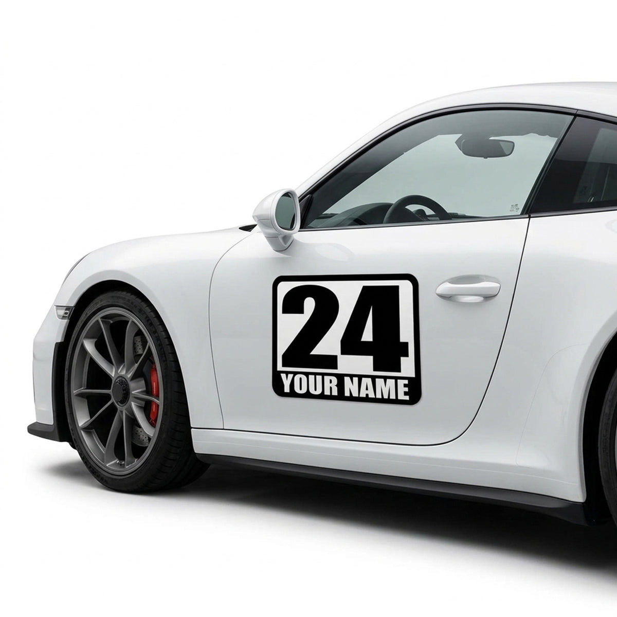 Custom Racing Number Magnets (Set of 2) – Reusable Track Day Magnetic Door Plates with Driver Name (RCNUM002)