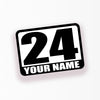 Personalize Custom Race Car Sticker Decals - Racing Number & Name