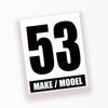 Personalize Custom Race Car Sticker Decals - Racing Number, Make & Model