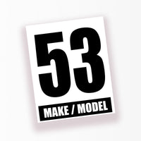 Personalize Custom Race Car Sticker Decals - Racing Number, Make & Model
