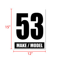 Personalize Custom Race Car Sticker Decals - Racing Number, Make & Model