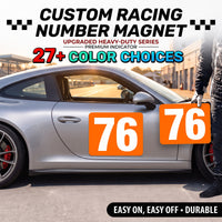 Custom Racing Number Magnets (Set of 2) – Reusable Track Day Magnetic Door Plates (4" to 15" Height) (RCNUM005)