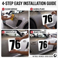 Custom Racing Number Magnets (Set of 2) – Reusable Track Day Magnetic Door Plates (4" to 15" Height) (RCNUM005)