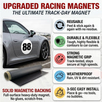 Classic Black & White Custom Circle Racing Number Magnets (No Outline) - Reusable Roundel Track Day Door Plates (Set of 2) (RCNUM006)