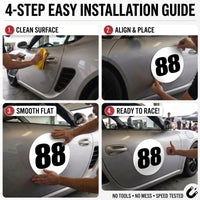 Custom Circle Racing Number Magnets - No Outline (Set of 2) – Reusable Roundel Track Day Magnetic Door Plates (RCNUM006)