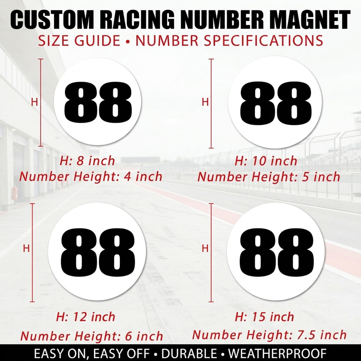 Custom Circle Racing Number Magnets - No Outline (Set of 2) – Reusable Roundel Track Day Magnetic Door Plates (RCNUM006)