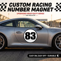 Custom Circle Racing Number Magnets with Black Outline (Set of 2) – Reusable Roundel Track Day Magnetic Door Plates (RCNUM006B)