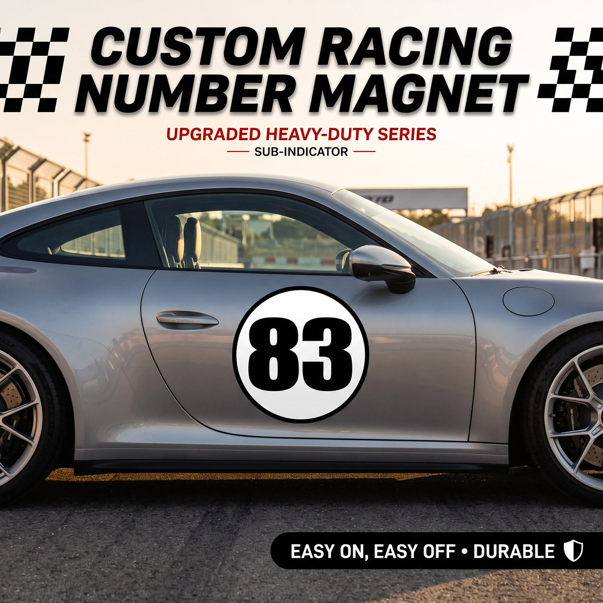 Custom Circle Racing Number Magnets with Black Outline (Set of 2) – Reusable Roundel Track Day Magnetic Door Plates (RCNUM006B)