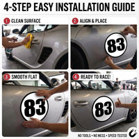 Custom Circle Racing Number Magnets with Black Outline (Set of 2) – Reusable Roundel Track Day Magnetic Door Plates (RCNUM006B)