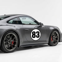 Custom Circle Racing Number Magnets with Black Outline (Set of 2) – Reusable Roundel Track Day Magnetic Door Plates (RCNUM006B)