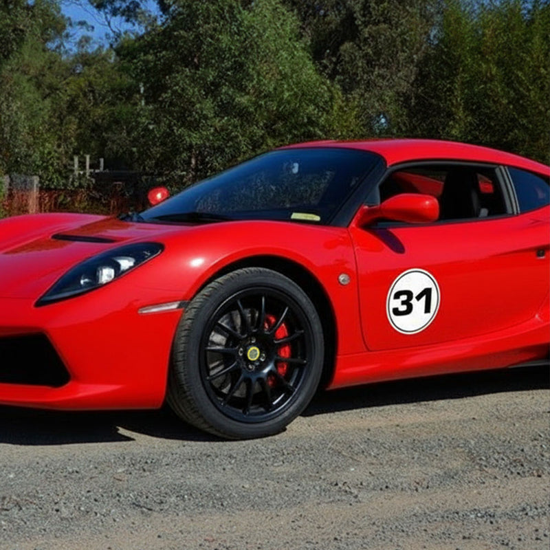 Personalize Custom Race Car Sticker Decals 2pcs - Circle Number Car Sticker with Thin Outline - MC Motoparts